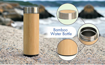 Bamboo Stainless Steel Bottle | Vaccum Insulated | Double Wall Hot & Cold | 500ml - use PICKDBEST10 (10% off)
