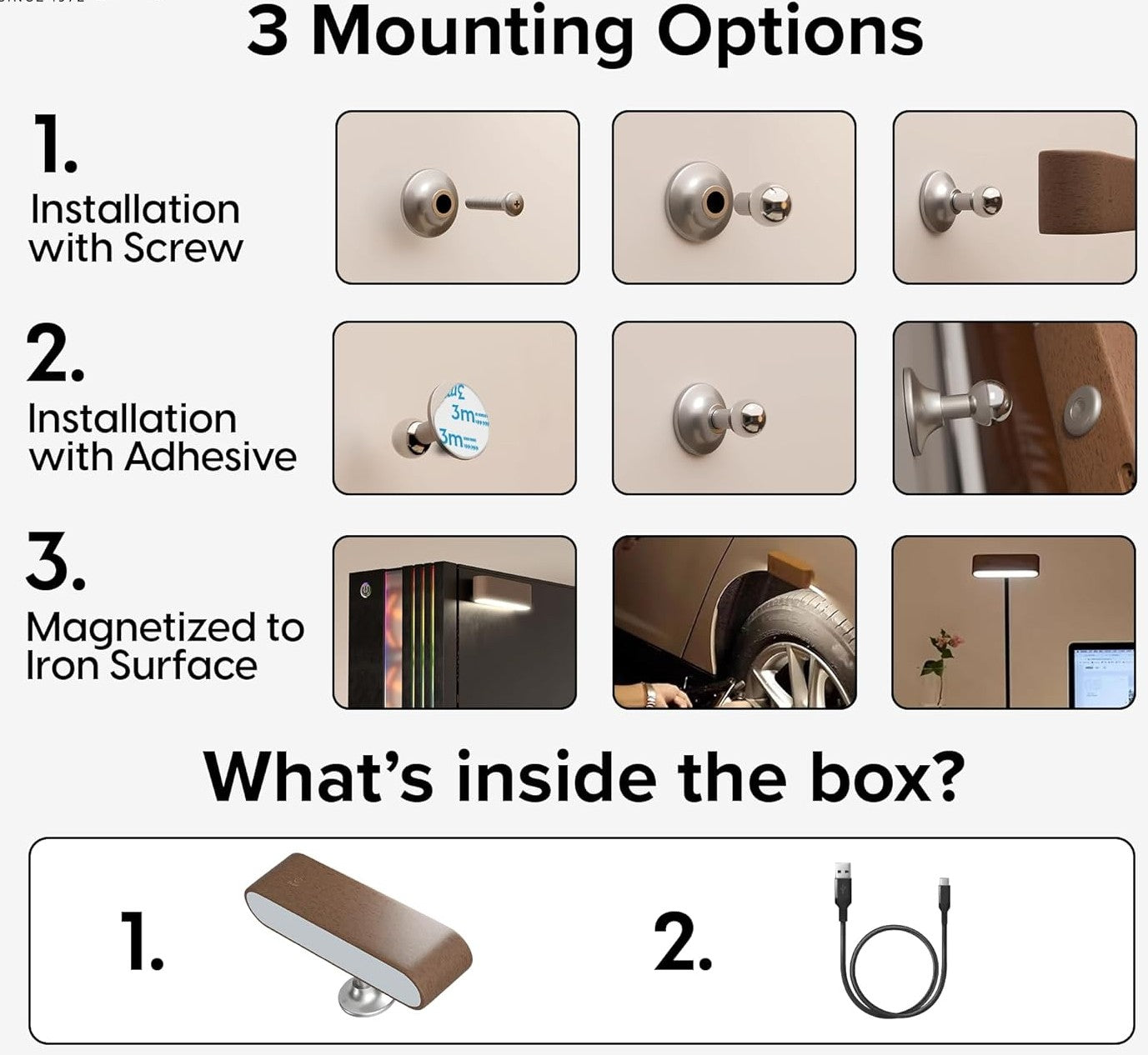 Rechargeable 360° Rotating Solid Wood Magnetic Night Light - use PICKDBEST10 (10% off)