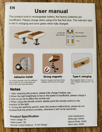 Rechargeable 360° Rotating Solid Wood Magnetic Night Light - use PICKDBEST10 (10% off)